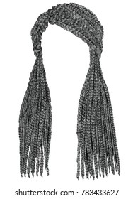 trendy  long hair cornrows gray colour. realistic graphics. fashion beauty style.