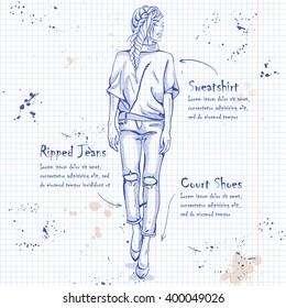 trendy look on notebook page