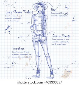 trendy look on notebook page