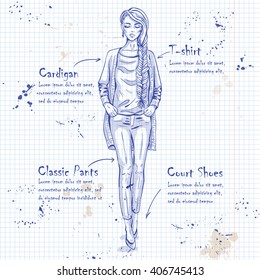 trendy look on notebook page