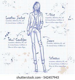 Trendy look on a notebook page