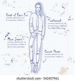 Trendy look on a notebook page