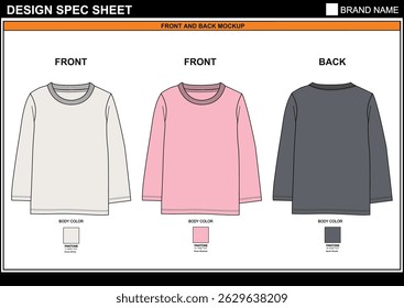 TRENDY LOOK SWEATSHIRT CAD EDITABLE FLAT TECHKNICAL FASHION SKETCH VECTOR MOCKUP