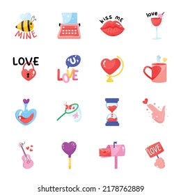 Trendy Love and Romantic Accessories Hand Drawn Stickers 
