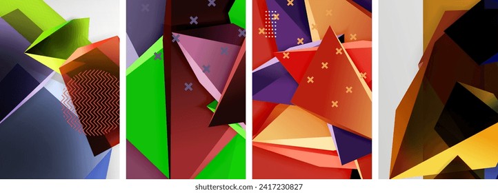 Formas triangulares 3d y otros diseños de fondo de elementos geométricos para papel de pared, tarjeta de visita, portada, afiche, pancarta, folleto, cabecera, sitio web