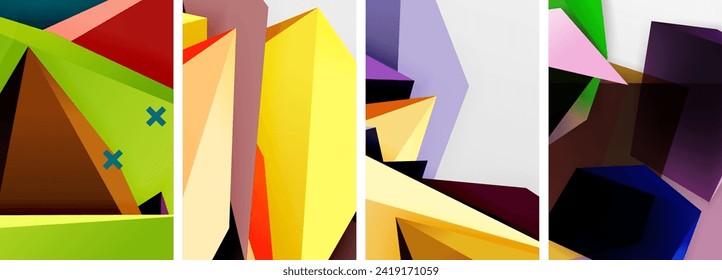 Formas triangulares 3d y otros diseños de fondo de elementos geométricos para papel de pared, tarjeta de visita, portada, afiche, pancarta, folleto, cabecera, sitio web