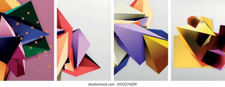 Formas de triángulo de poliéster bajo de moda 3d y otros elementos geométricos diseños de fondo para papel pintado, tarjeta de visita, cubierta, póster, banner, folleto, encabezado, sitio web