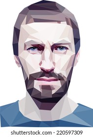 Trendy "low poly" style man head. vector concept