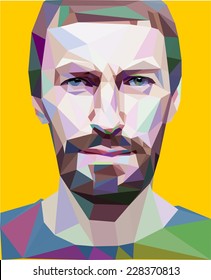 Trendy "low poly" style man head. vector concept 