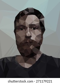 Trendy "low poly" style man head. vector concept