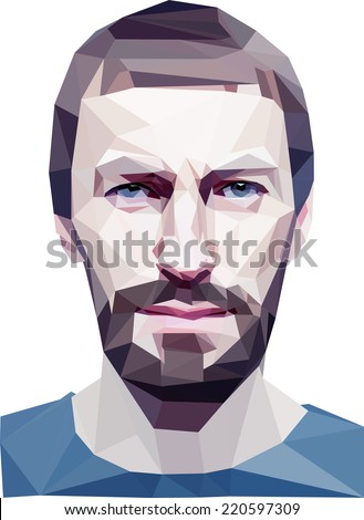 Trendy "low poly" style man head. vector concept
