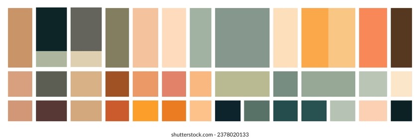 Trendy Luxury Modern Shades Pastel colours Palette Pattern Collection Vector Design.Creative Catalog Tone Swatch Chart Set Background Graphic Template Illustration.Guide Print Fashion Blue Inspiration