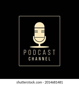 trendy luxury podcast or radio logo design with elegant minmalist using microphone concept inspiration influencer studio or broadcast sign