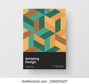 Trendy magazine cover A4 vector design template. Vivid mosaic pattern flyer concept.