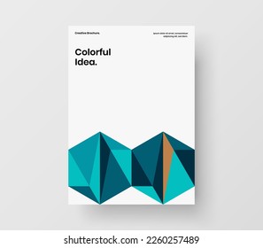 Trendy magazine cover design vector template. Creative geometric hexagons company identity illustration.