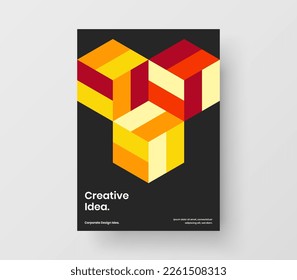Trendy magazine cover design vector concept. Simple geometric shapes corporate brochure illustration.
