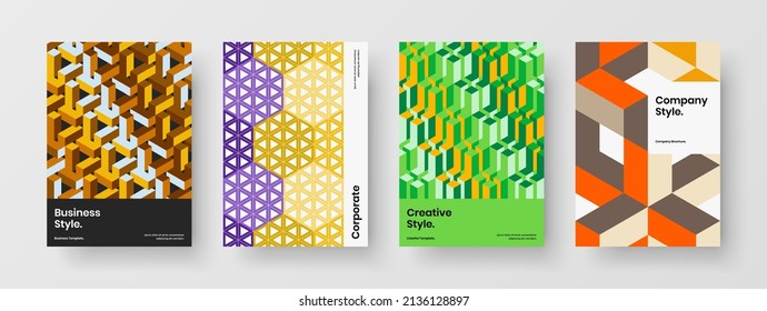 Conjunto de plantillas de diseño vectorial de portada de revista de moda. Conjunto de concepto de informe anual de mosaicos multicolores.