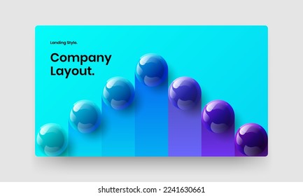 Trendy magazine cover vector design concept. Isolated 3D balls website screen layout.