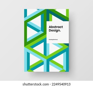 Trendy magazine cover vector design concept. Fresh geometric pattern front page template.
