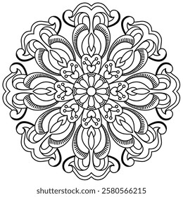 trendy mandala design for adults and kids coloring book, creative mandala art for logo, wall art, henna design

