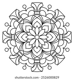 Diseño de mandala de moda con líneas limpias para colorear libro, tatuaje y diseño de henna, diseño de mandala para adultos y niños libro para colorear
