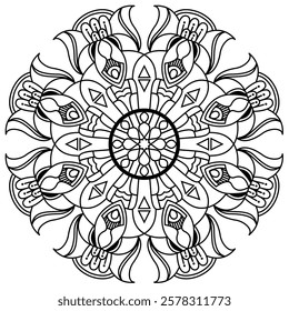trendy mandala design for coloring book , mandala art for henna design and wall art
