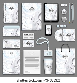 Trendy marble colorful Corporate identity template set. Business stationery mock-up with logo. Branding design. Colorful background.