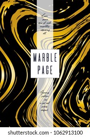 Trendy Marble Cover Design for your Business with Abstract Lines. Futuristic Poster, Flyer, Layout with Liquid Pattern for Branding, Identity, Annual Report. Vector minimalistic brochure. Luxury.