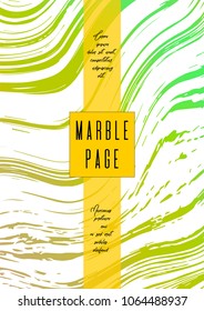 Trendy Marble Cover Design for your Business with Abstract Lines. Futuristic Poster, Flyer, Layout with Liquid Pattern for Branding, Identity, Annual Report. Vector minimalistic brochure. Luxury.