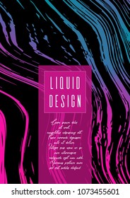 Trendy Marble Cover Design for your Business with Abstract Lines. Futuristic Poster, Flyer, Layout with Liquid Pattern for Branding, Identity, Annual Report. Vector minimalistic brochure. Luxury.