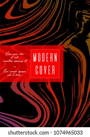 Trendy Marble Cover Design for your Business with Abstract Lines. Futuristic Poster, Flyer, Layout with Liquid Pattern for Branding, Identity, Annual Report. Vector minimalistic brochure. Luxury.