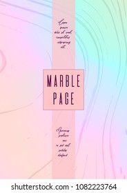 Trendy Marble Cover Design for your Business with Abstract Lines. Futuristic Poster, Flyer, Layout with Liquid Pattern for Branding, Identity, Annual Report. Vector minimalistic brochure. Luxury.