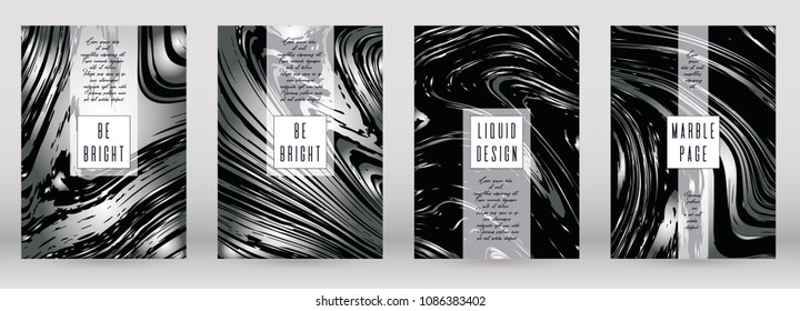 Trendy Marble Cover Design for your Business with Abstract Lines. Futuristic Poster, Flyer, Layout with Liquid Pattern for Branding, Identity, Annual Report. Vector minimalistic brochure. Luxury.