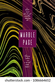 Trendy Marble Cover Design for your Business with Abstract Lines. Futuristic Poster, Flyer, Layout with Liquid Pattern for Branding, Identity, Annual Report. Vector minimalistic brochure. Luxury.