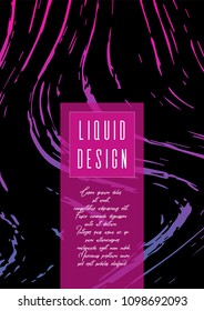 Trendy Marble Cover Design for your Business with Abstract Lines. Futuristic Poster, Flyer, Layout with Liquid Pattern for Branding, Identity, Annual Report. Vector minimalistic brochure. Luxury.