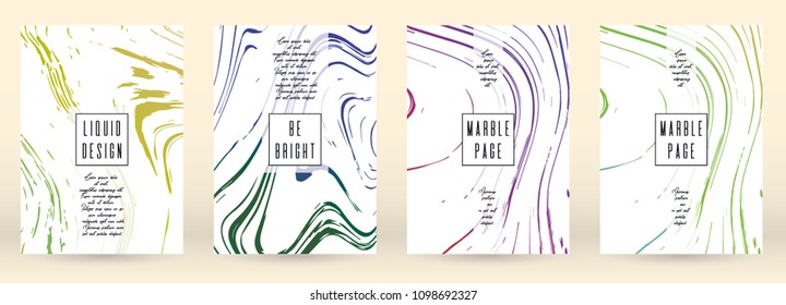 Trendy Marble Cover Design for your Business with Abstract Lines. Futuristic Poster, Flyer, Layout with Liquid Pattern for Branding, Identity, Annual Report. Vector minimalistic brochure. Luxury.