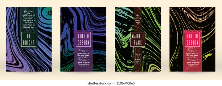 Trendy Marble Cover Design for your Business with Abstract Lines. Futuristic Poster, Flyer, Layout with Liquid Pattern for Branding, Identity, Annual Report. Vector minimalistic brochure. Luxury.