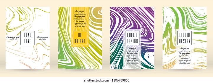 Trendy Marble Cover Design for your Business with Abstract Lines. Futuristic Poster, Flyer, Layout with Liquid Pattern for Branding, Identity, Annual Report. Vector minimalistic brochure. Luxury.