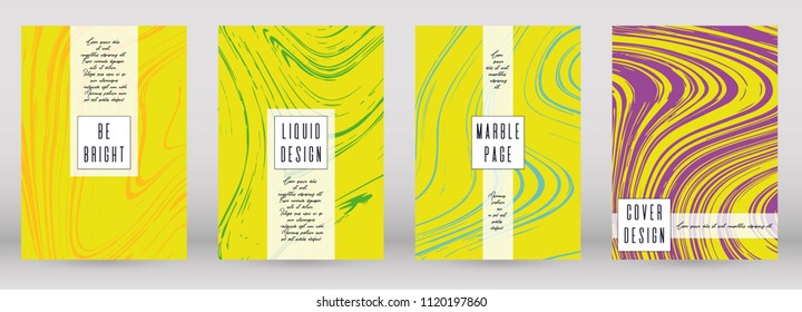 Trendy Marble Cover Design for your Business with Abstract Lines. Futuristic Poster, Flyer, Layout with Liquid Pattern for Branding, Identity, Annual Report. Vector minimalistic brochure. Luxury.
