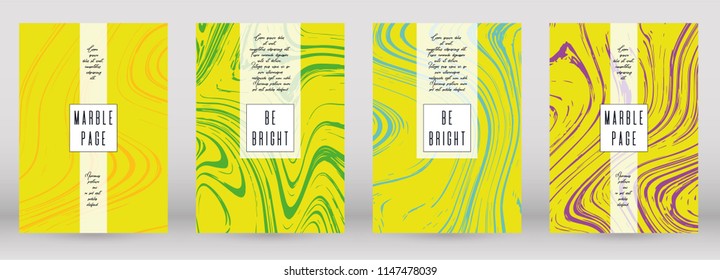 Trendy Marble Cover Design for your Business with Abstract Lines. Futuristic Poster, Flyer, Layout with Liquid Pattern for Branding, Identity, Annual Report. Vector minimalistic brochure. Luxury.