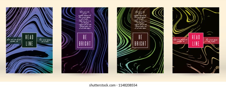 Trendy Marble Cover Design for your Business with Abstract Lines. Futuristic Poster, Flyer, Layout with Liquid Pattern for Branding, Identity, Annual Report. Vector minimalistic brochure. Luxury.