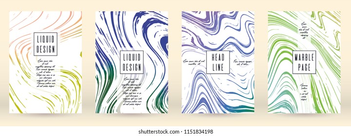 Trendy Marble Cover Design for your Business with Abstract Lines. Futuristic Poster, Flyer, Layout with Liquid Pattern for Branding, Identity, Annual Report. Vector minimalistic brochure. Luxury.