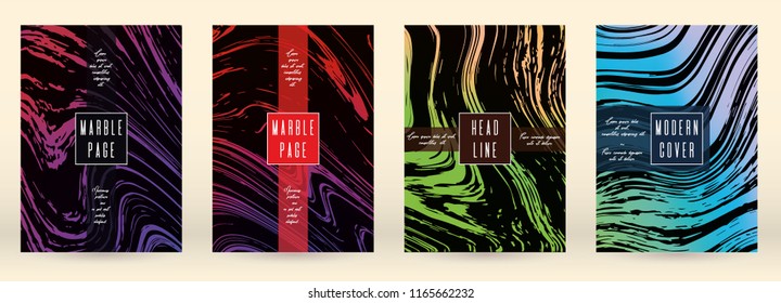 Trendy Marble Cover Design for your Business with Abstract Lines. Futuristic Poster, Flyer, Layout with Liquid Pattern for Branding, Identity, Annual Report. Vector minimalistic brochure. Luxury.