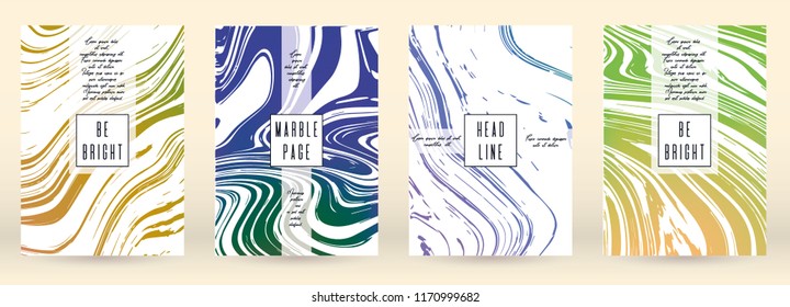 Trendy Marble Cover Design for your Business with Abstract Lines. Futuristic Poster, Flyer, Layout with Liquid Pattern for Branding, Identity, Annual Report. Vector minimalistic brochure. Luxury.
