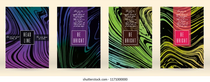 Trendy Marble Cover Design for your Business with Abstract Lines. Futuristic Poster, Flyer, Layout with Liquid Pattern for Branding, Identity, Annual Report. Vector minimalistic brochure. Luxury.