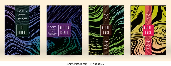Trendy Marble Cover Design for your Business with Abstract Lines. Futuristic Poster, Flyer, Layout with Liquid Pattern for Branding, Identity, Annual Report. Vector minimalistic brochure. Luxury.