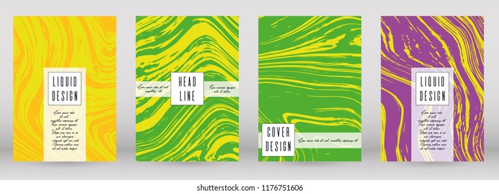 Trendy Marble Cover Design for your Business with Abstract Lines. Futuristic Poster, Flyer, Layout with Liquid Pattern for Branding, Identity, Annual Report. Vector minimalistic brochure. Luxury.