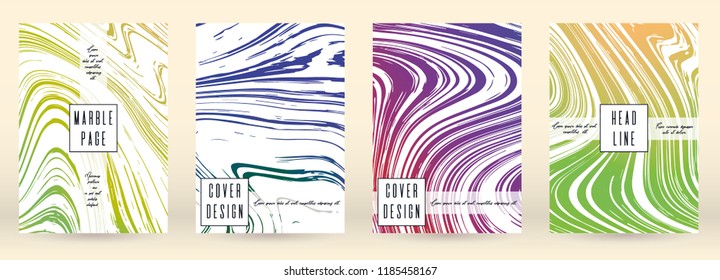 Trendy Marble Cover Design for your Business with Abstract Lines. Futuristic Poster, Flyer, Layout with Liquid Pattern for Branding, Identity, Annual Report. Vector minimalistic brochure. Luxury.