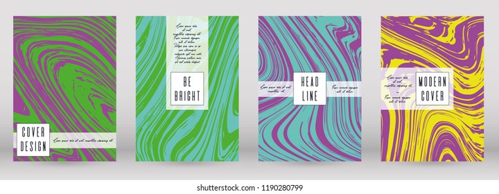 Trendy Marble Cover Design for your Business with Abstract Lines. Futuristic Poster, Flyer, Layout with Liquid Pattern for Branding, Identity, Annual Report. Vector minimalistic brochure. Luxury.