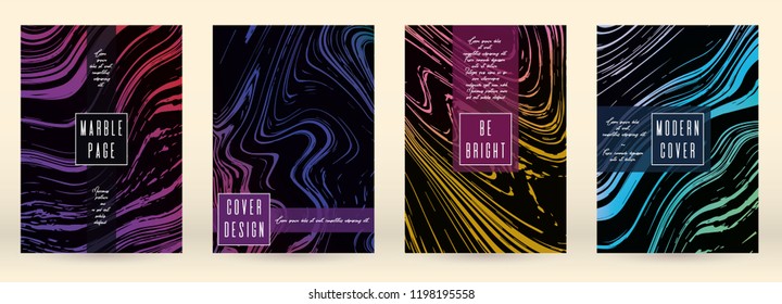 Trendy Marble Cover Design for your Business with Abstract Lines. Futuristic Poster, Flyer, Layout with Liquid Pattern for Branding, Identity, Annual Report. Vector minimalistic brochure. Luxury.